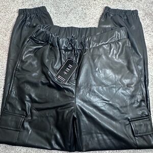 Men's Black Faux Leather Pants